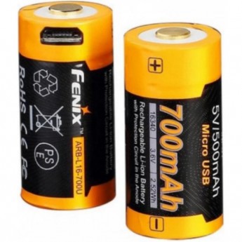 Аккумулятор с разъемом для USB 16340 FENIX 700 mAh Li-ion Аккумулятор с разъемом для USB 16340 FENIX 700 mAh Li-ion